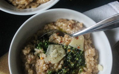 Creamy Parmesan Risotto with Kale Pesto