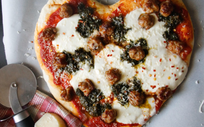 Heart-shaped pizza for two