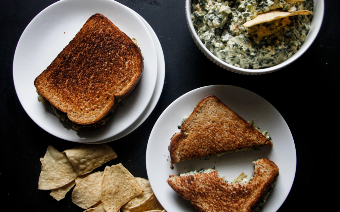 Spinach, Artichoke and Chicken Grilled Cheese