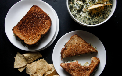 Spinach, Artichoke and Chicken Grilled Cheese