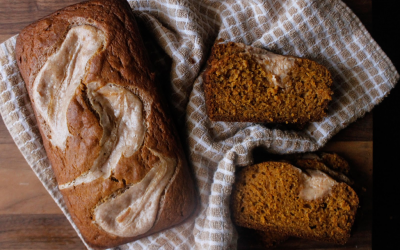 Pumpkin Bread with Cinnamon Cream Cheese Swirl